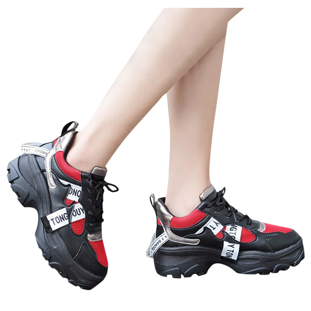 

Casual Shoes Woman Fabric Outdoor Air Cushion Flat Rubber With Mid Heel Round Toe Large Size PU Casual Shoes Woman