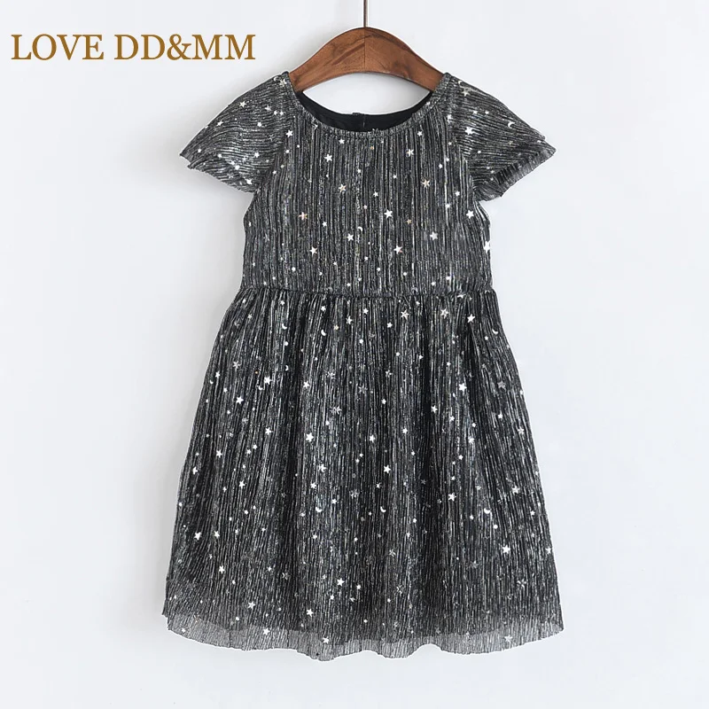 LOVE DD& MM/платья для девочек г. Новая весенняя детская одежда милое Сетчатое платье принцессы с круглым вырезом и рукавами-крылышками для девочек