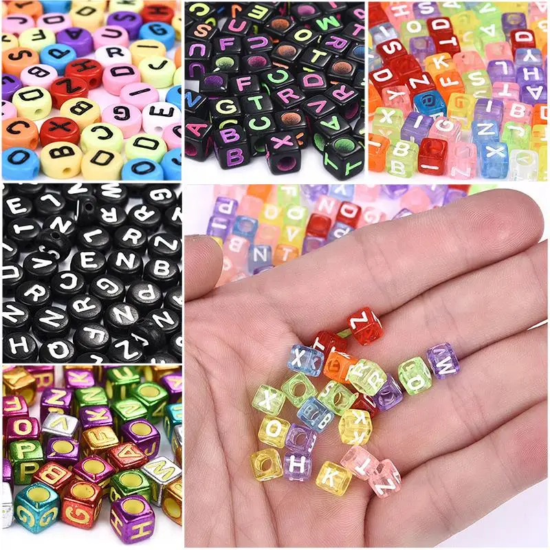 100 шт. акриловые бусины в форме букв английского алфавита|Бусины для одежды| |