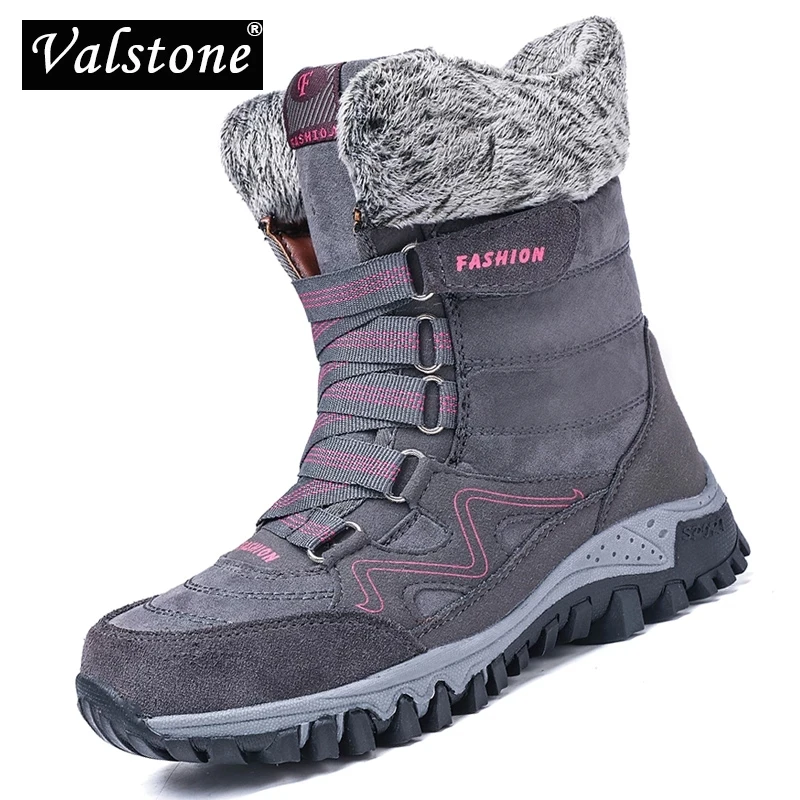 

Valstone Winter Women's Snow Boots Warm High Boots Mid-calf Shoes for Cold Weather Outdoor Plush Shoes Anti-skid Winter Sneakers