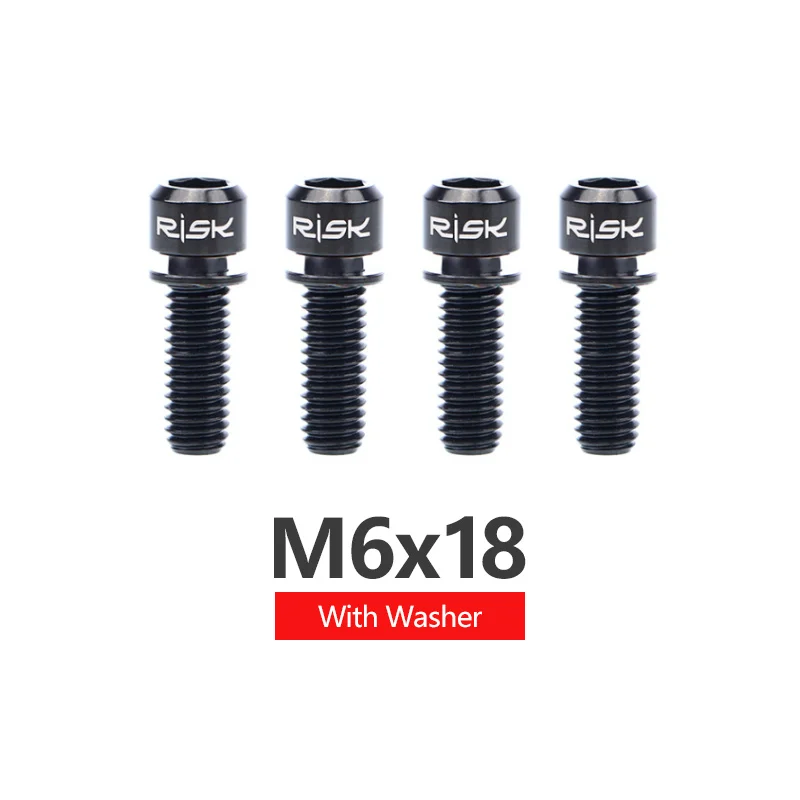 18mm Titanium Риск 4 шт. M6x18mm M6x20mm титановый сплав дисковый тормоз горного велосипеда крепежные болты шурупы с шайбой для MTB велосипеда - Цвет: 18mm Titanium
