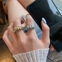 croissant rings for women men braided twisted signet chunky dome finger ring gold adjustable party jewelry accessories anillos