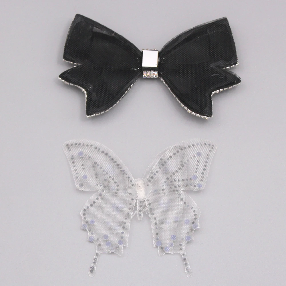 Белые черные стразы с бабочками Аппликации кристаллы AB патчи плоской задней