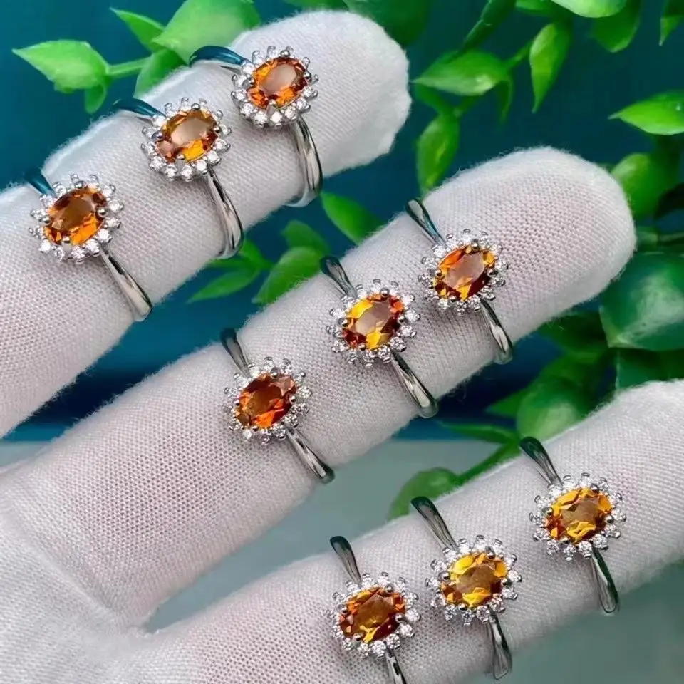 

Женское кольцо из цитрина с натуральным камнем, 10 шт.