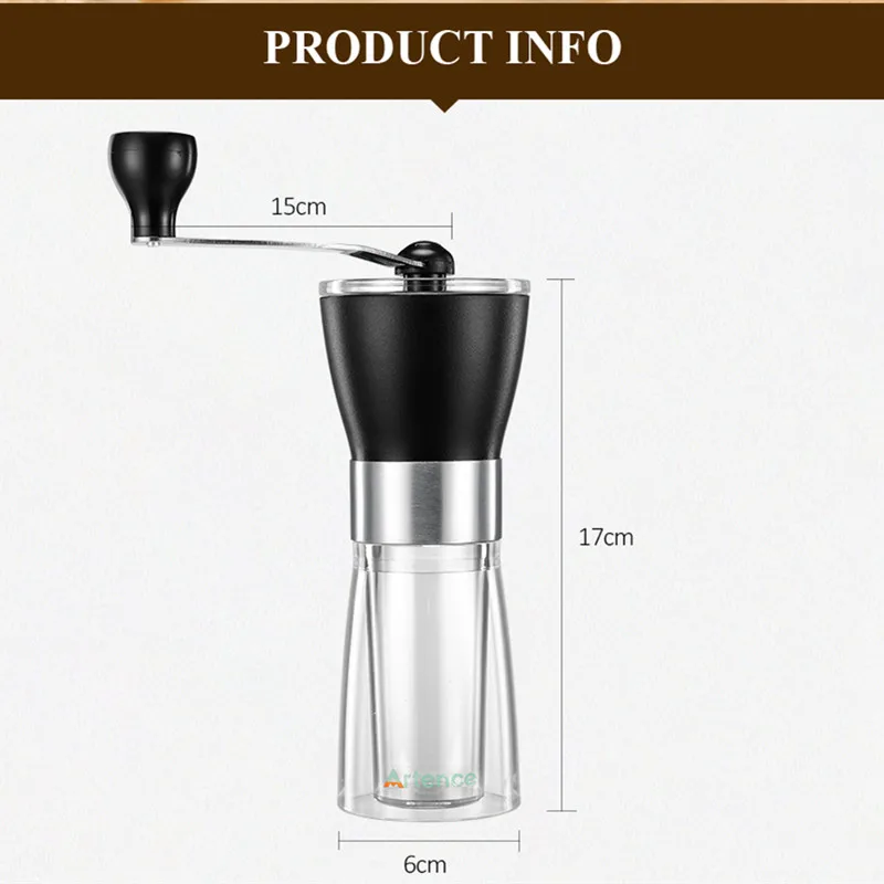 

Coffee Grinders Manual Ceramic Coffee Grinder Washable ABS Ceramic core Stainless Steel Home Kitchen Mini Manual coffe machine