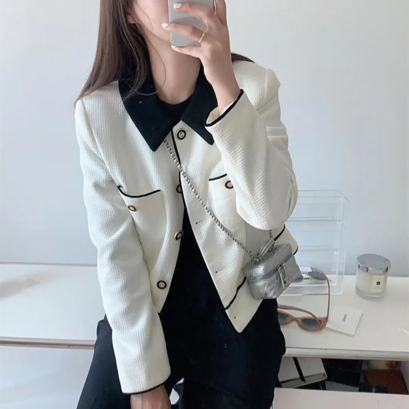 

Spring Korean Long Sleeve Jacket Women Elegant Chic Ladies Jackets Striped Cardigan Short Coat Manteau Femme 2022 New Arrival
