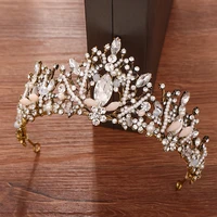 baroque crystal bridal crown tiara wedding hair accessories pearl rhinestone crown headband hair ornaments wedding headpiece