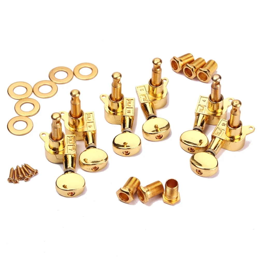 

6 PCS 3L Electric Acoustic Guitar Guitar Tuning Pegs Keys Locking Tuner Machine Heads with Threaded Bushing Ferrules Screws G