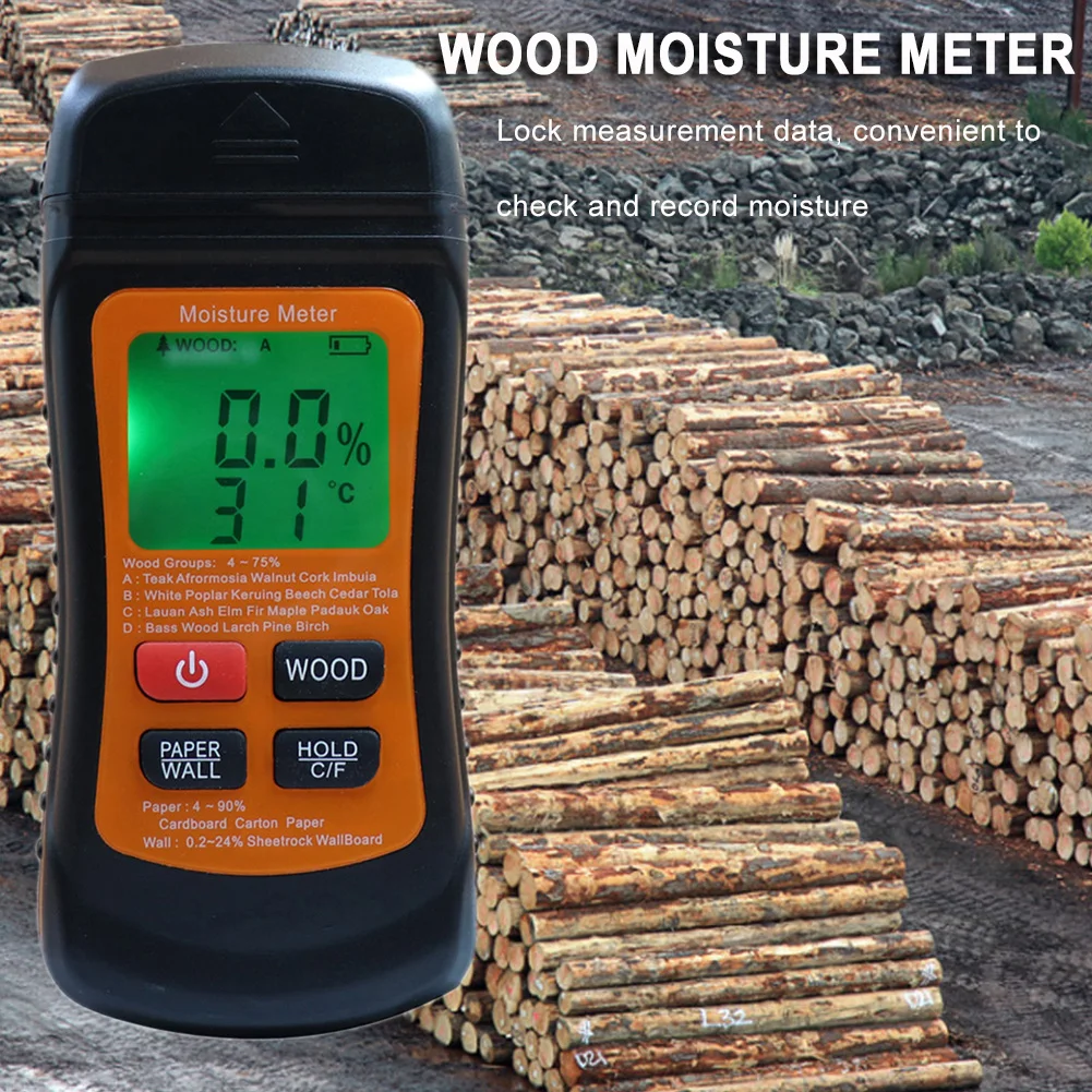 

Wood Moisture Meter LCD Digital Two Pins Timber Wall Paper Moisture Detector Hygrometer Water Leak Tester Measuring Tool