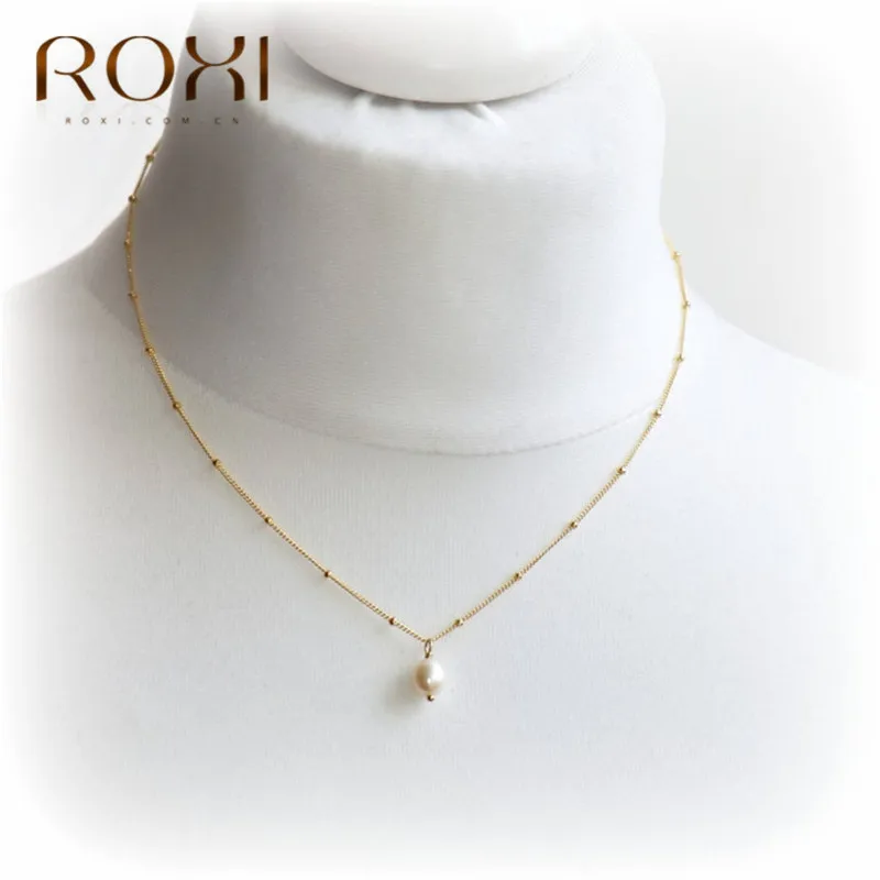 ROXI модный речной жемчуг кулон ожерелье s для женщин цепочка с золотыми бусинами ожерелье чокер нерегулярные барочные жемчужные украшения подарки