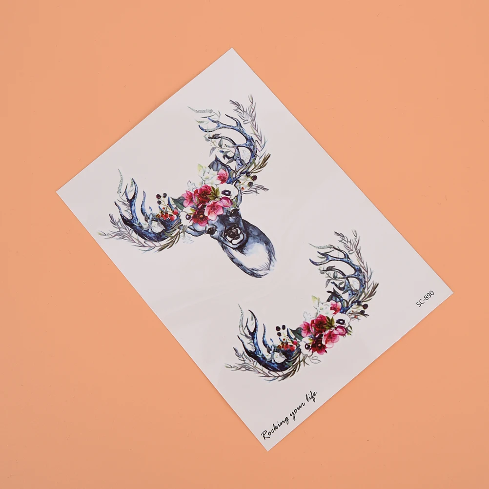 Новая Водонепроницаемая Временная тату-наклейка олени головы оленя бакса рога