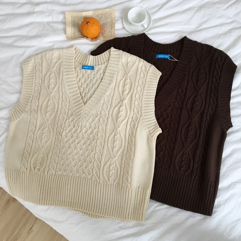 2 цвета 2019 для осени и зимы Вязанная в винтажном стиле С v-образным вырезом твист
