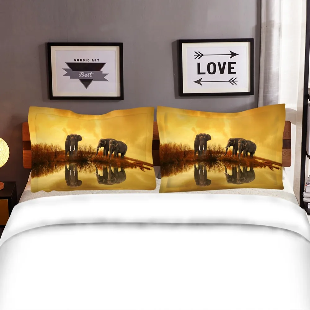 Африка слон семья пододеяльник набор 2/3 шт микрофибра постельные принадлежности
