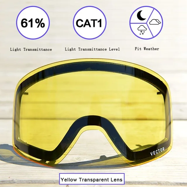 Light lens Векторные брендовые лыжные очки мужские и женские двойные линзы UV400 противотуманные лыжные очки снежные очки Взрослые лыжные очки для сноуборда - Цвет: Light lens