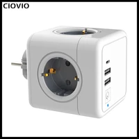 ciovio power strip eu thief plug with 5v 2 1a usb 4 outlet powercube power adapter multiple socket smart terminal strip european