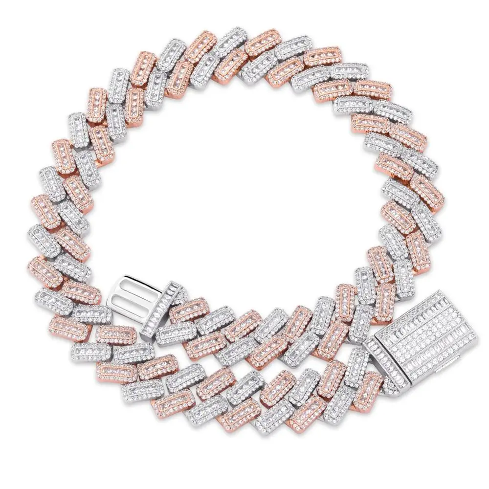 Two color JINAO, новинка, квадратный стиль, Iced Out CZ Stone, 20 мм, ожерелье, Хип-хоп, ювелирное изделие, рок, медь, золото, серебро, покрытие, для мужчин и женщин, подарок - Окраска металла: Two color
