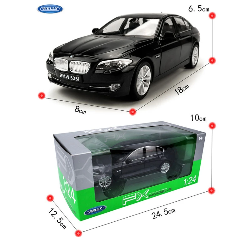 WELLY 1:24 535i черная модель автомобиля из сплава моделирование украшения коллекция