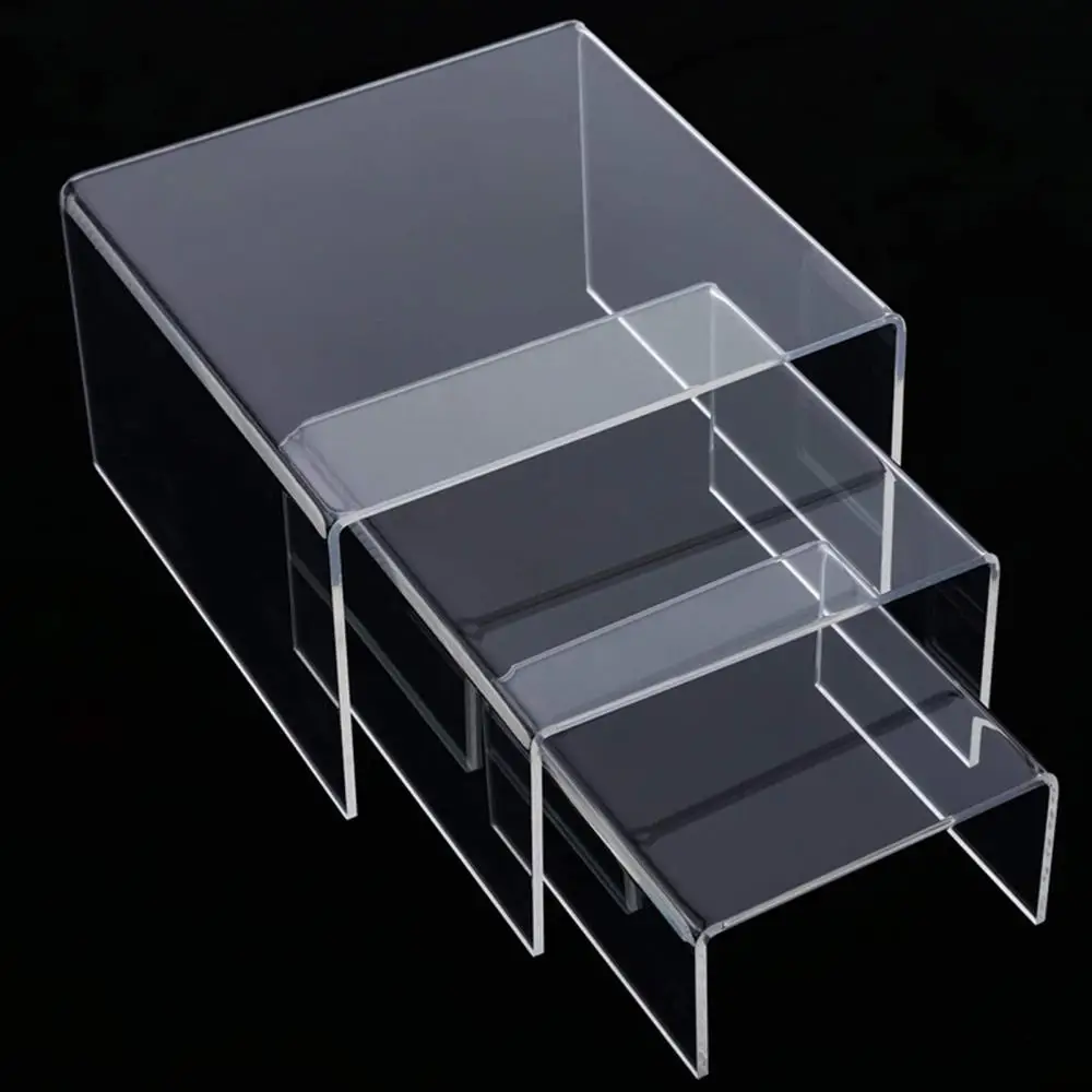 

Hot Sales 3Pcs Transparent Reusable Acrylic Display Riser Stand Rack Jewelry Shelf Holder