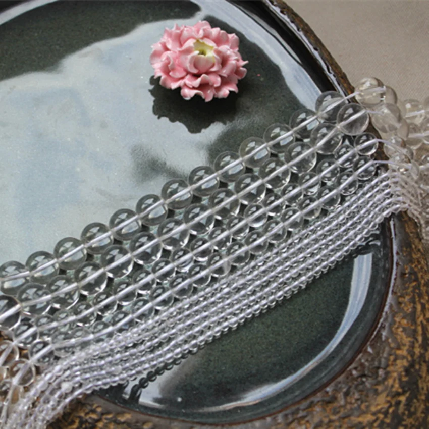 Белые Хрустальные шарики B256 круглые стеклянные прозрачные бусины россыпью для