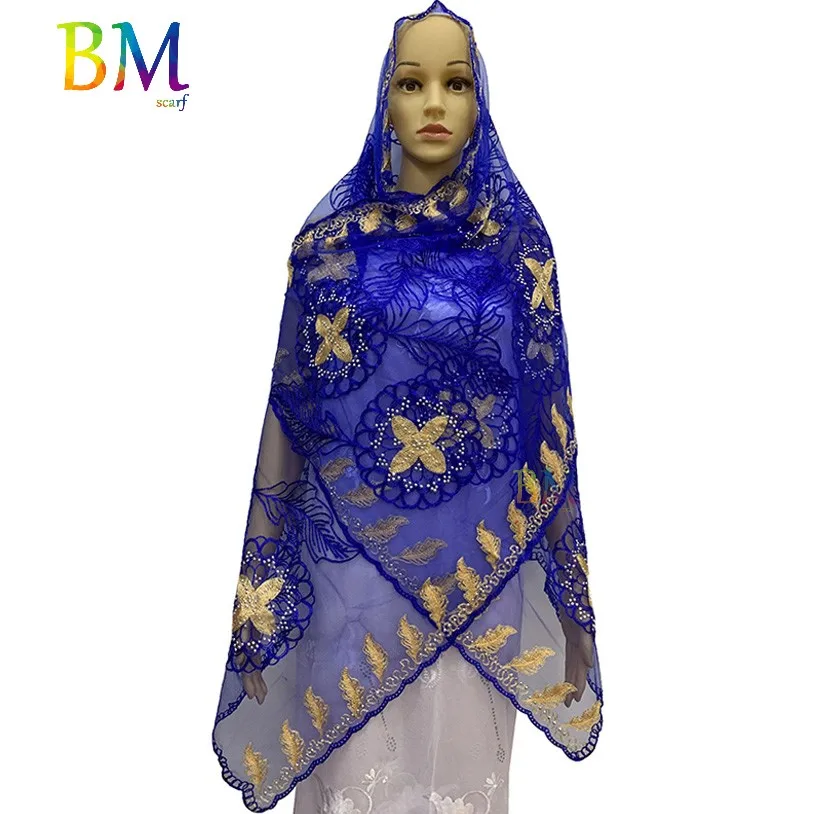 Новый Африканский женский шарф Мусульманский 200*50 см маленький сетчатый для