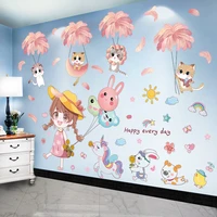 shijuehezi cats feathers wall sticker diy girl animals wall decals for kids room baby bedroom children nursery home decoration