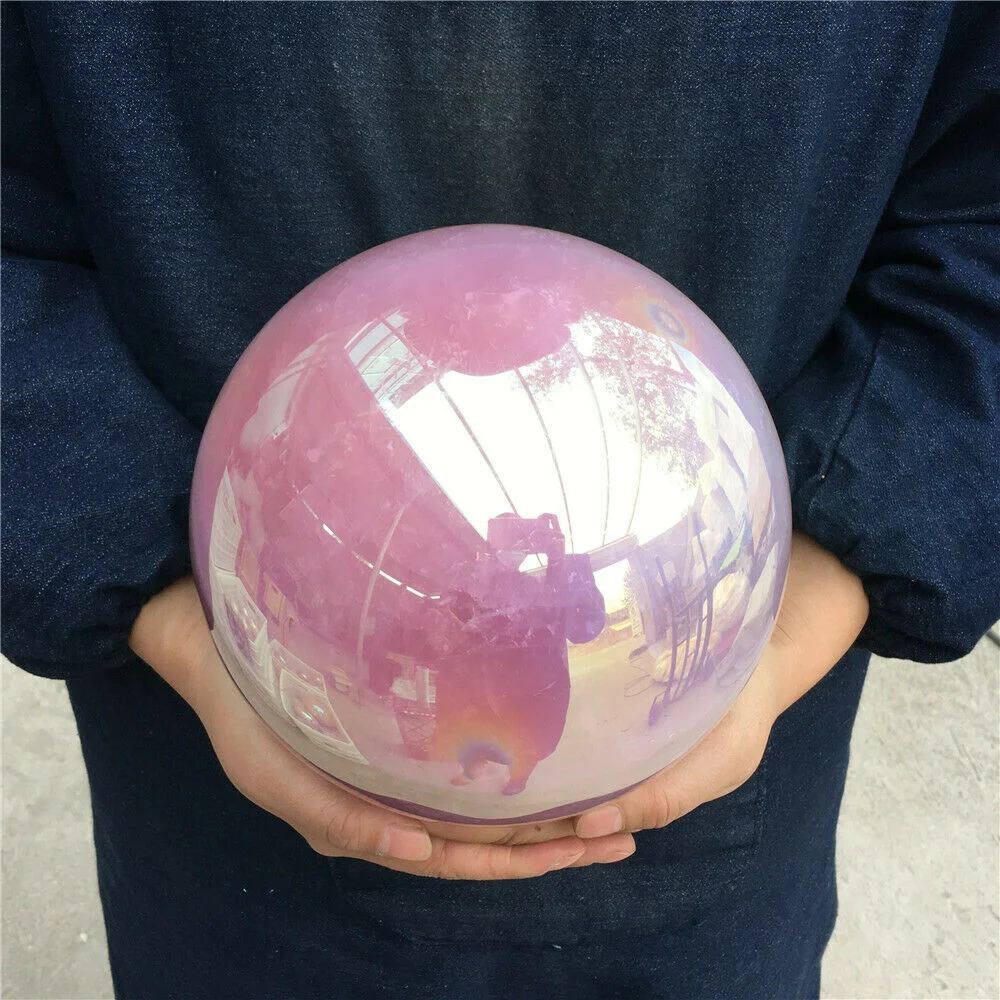 Esfera de cristal de cuarzo, arco&iacute;ris AURA, rosa, bismuto, esfera de silicona de titanio, 1600g-4