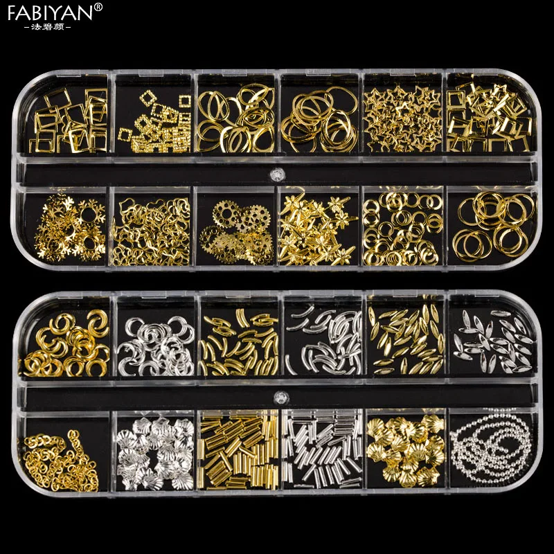 12 решетчатых листов смешанной формы из металлического сплава для украшения ногтей, полые аксессуары, Советы DIY Дизайн, УФ-Гель-лак, инструменты для маникюра