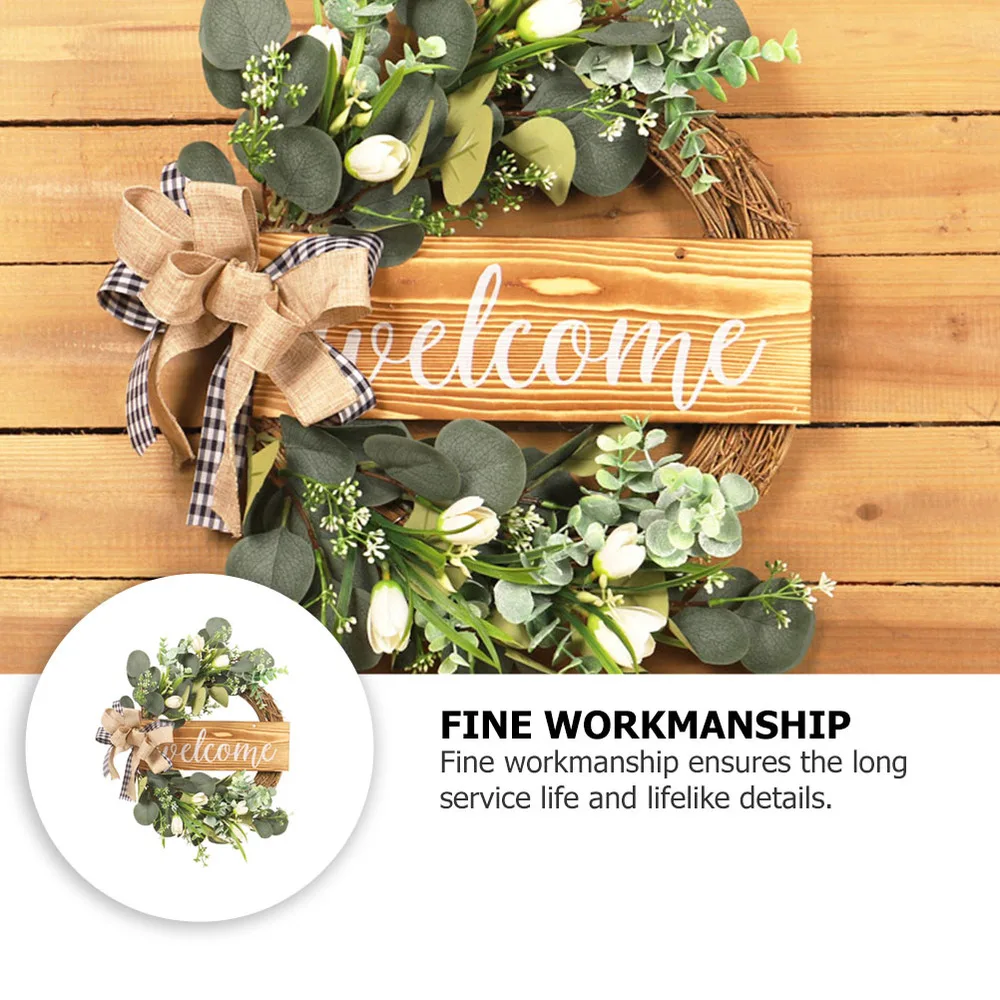 

1PC Imitation Eucalyptus Leaf Tulip Wreath Lifelike Hanging Wreath Plant Garland