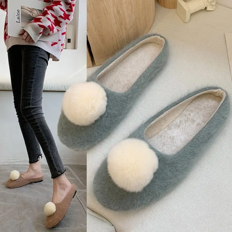 Women Flock Flats shoes 2019 Loafers Ankle Flat Roman Warm Casual Shoes Female Slip on Ballet | Обувь