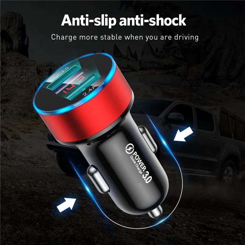 Автомобильное зарядное устройство USLION Mini с 2 USB портами 24 В 3 А мобильный