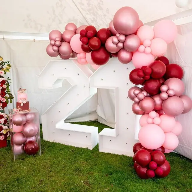 

1Set Agate Ruby red balloons metallic Pink balloon for wedding Anniversary birthday party decor air balls Party Supplies