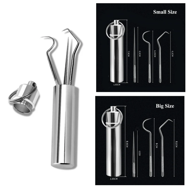

Portable Stainless Steel Metal Toothpick Suit Reusable Waterproof Fork Case For Travel Camping EDC Accessories