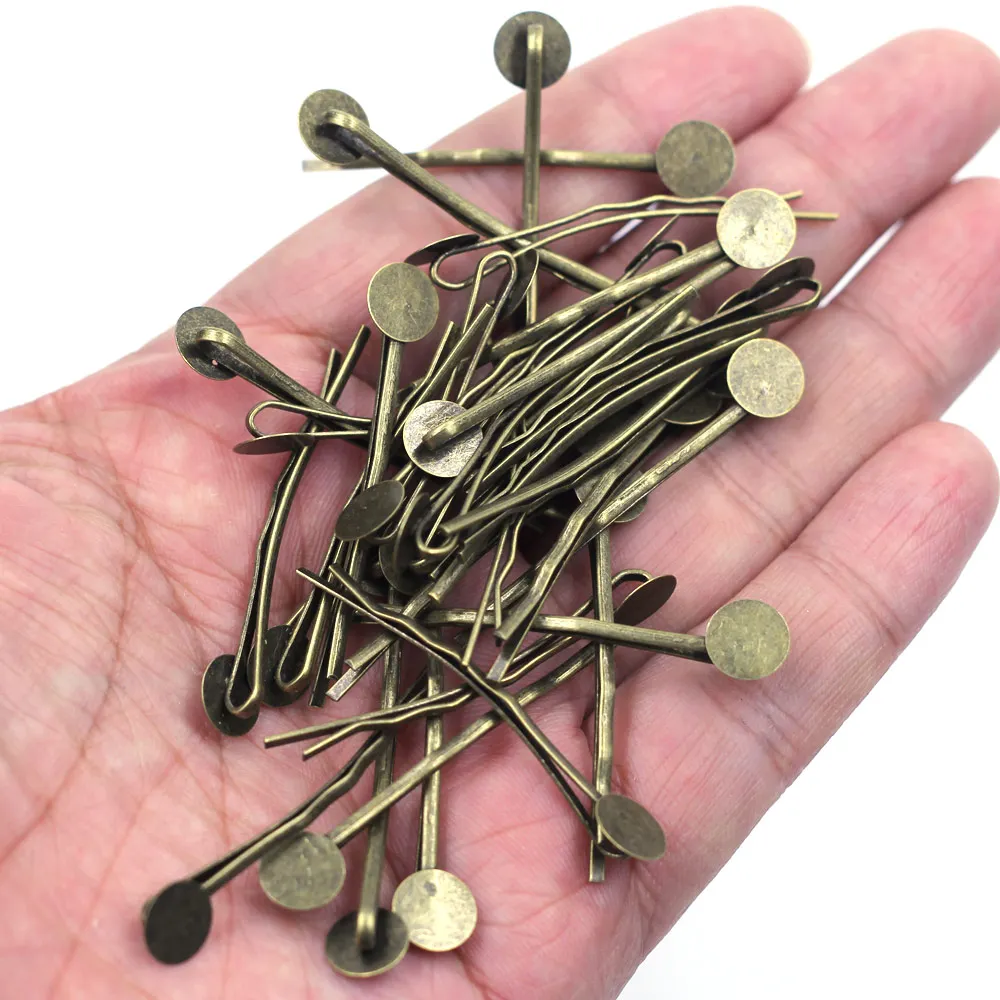 500Pcs Hair Clips Barrettes Disc Classic Alloy Bobby Pins Bronze Tone Jewelry DIY Findings 44x8mm