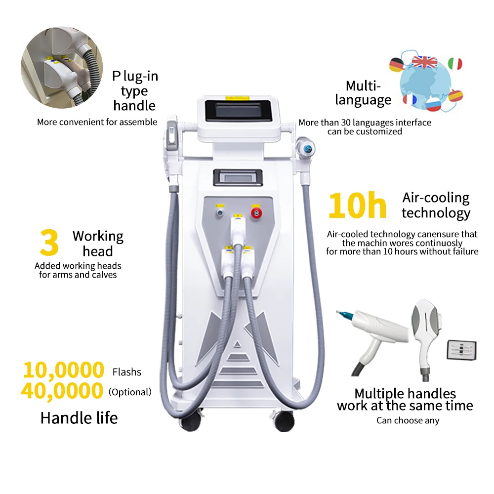 

Double Screen ND YAG OPT IPL Laser Hair Removal Machine 3 in1ipl opt shr laser hair removal SHR Tattoo Removal machine Epilator