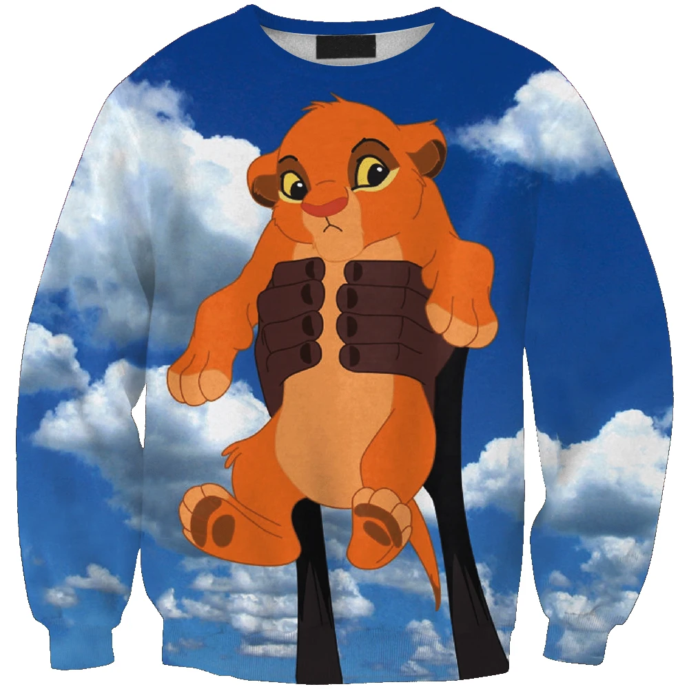 

New Arrival Fashion Unisex Sweatshirt 3D Simba Lion Anime Print Simple Casual White Relaxtion Oversized Clothes Free Shipping