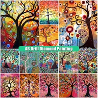 new 5d ab diamond painting tree color diy diamont embroidery cartoon art full squareround mosaic flower cross stitch home decor