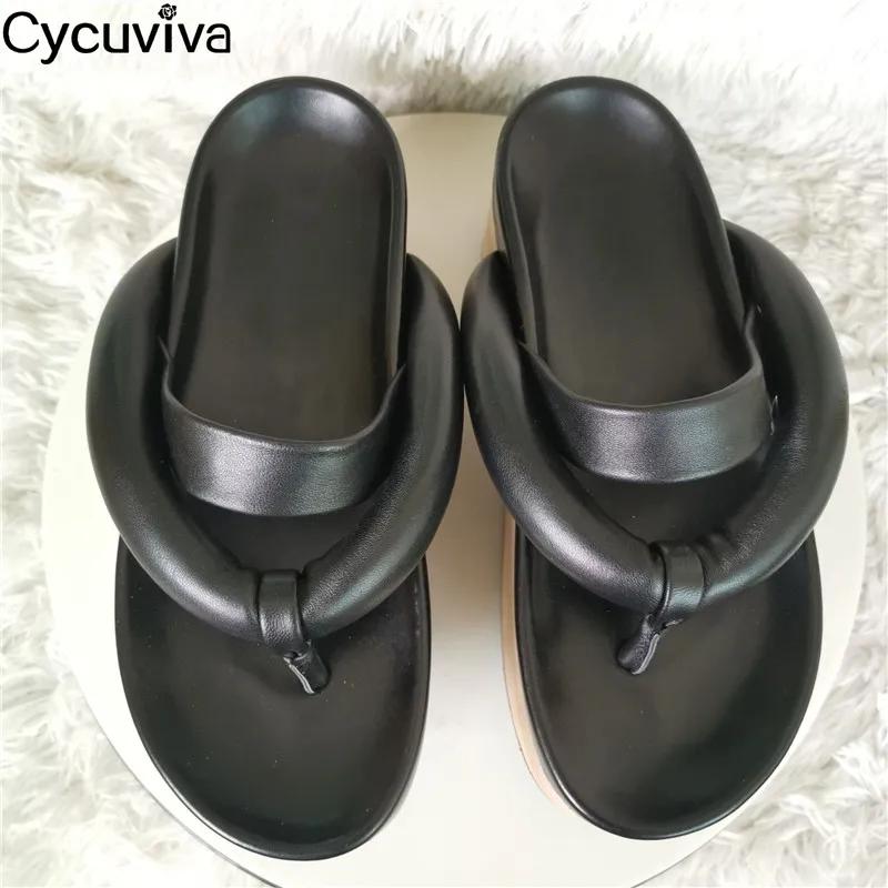 Шлепанцы женские на толстой подошве кожаные сандалии Повседневная летняя