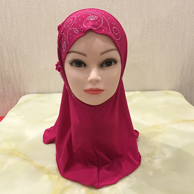 Rose Исламский детский головной платок для девочек, головной убор, мусульманский хиджаб, внутренняя шапка, накидка, шаль, шарф, Рамадан, Амира, головной платок, полное покрытие, тюрбан, хиджаб - Цвет: Rose