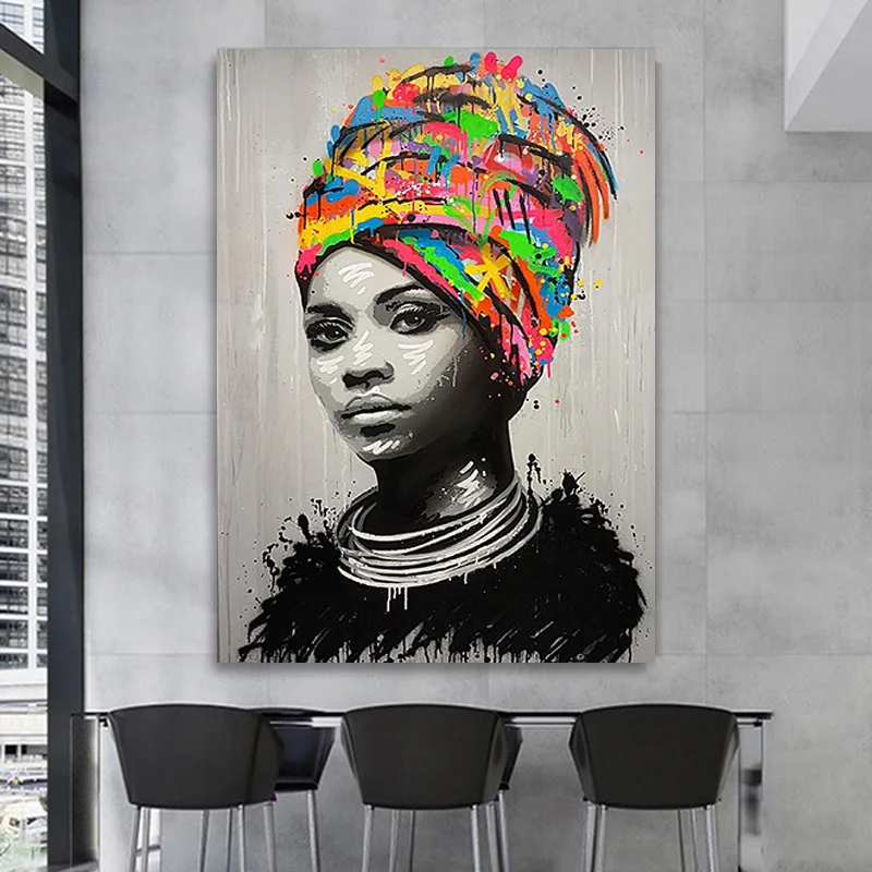 

African Woman Nude Canvas Paintings On The Wall Art Posters And Prints Black Girl Graffiti Art Pictures Home Wall Decoration