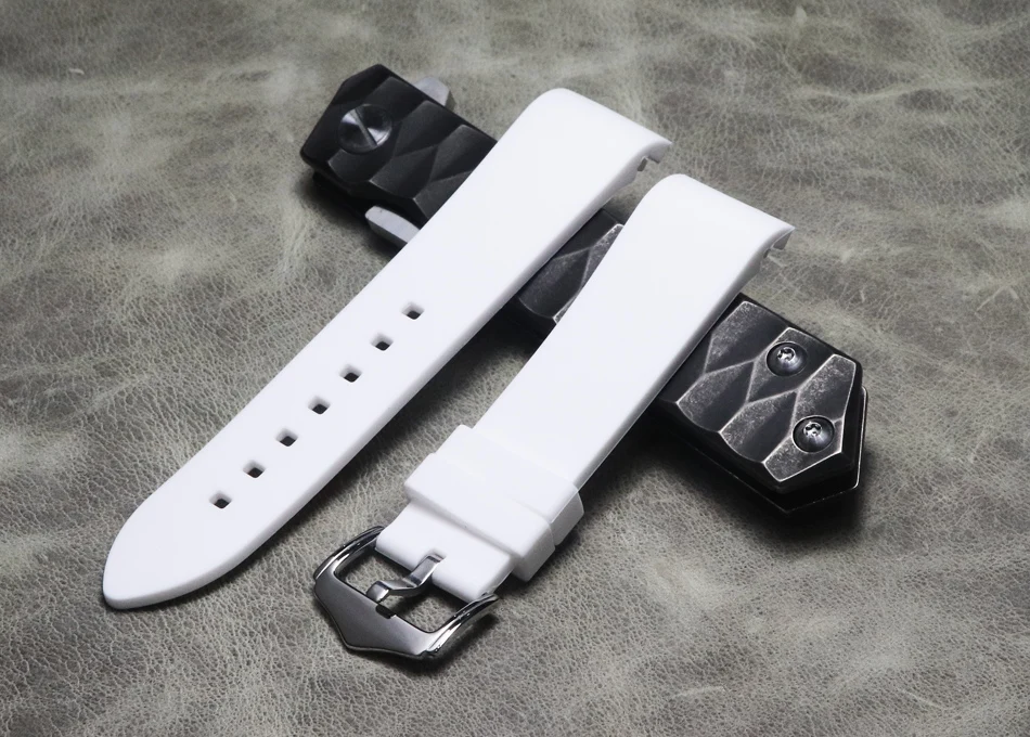 White Силиконовый ремешок для часов 18 мм 20 мм 22 мм ремешок для часов Omega Citizen Tissot часы черный белый резиновый браслет для мужчин и женщин Ремни Пряжка - Цвет ремешка: White