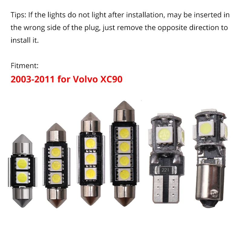 18 шт. Автомобильные светодиодные купольные перчатки Canbus для чтения на крыше Volvo