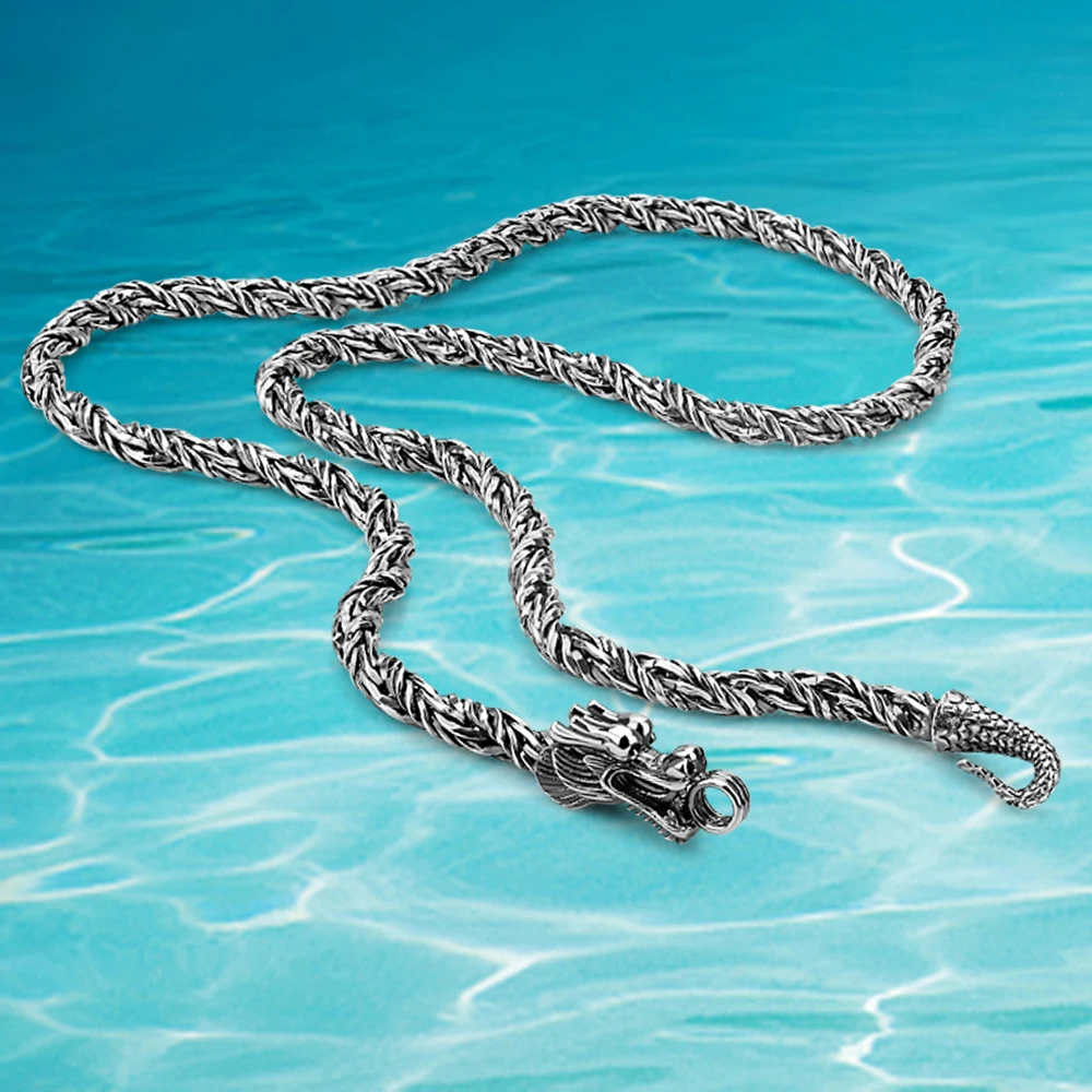 Мужское ожерелье с драконом колье из стерлингового серебра 925 пробы шириной 5 мм