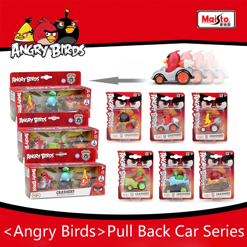 

2019 New Maisto Angry Birds 2 Classic Movie Game Theme Series ABS Toy Car Pull Back Model Car Toys For Kids Gifts Collection