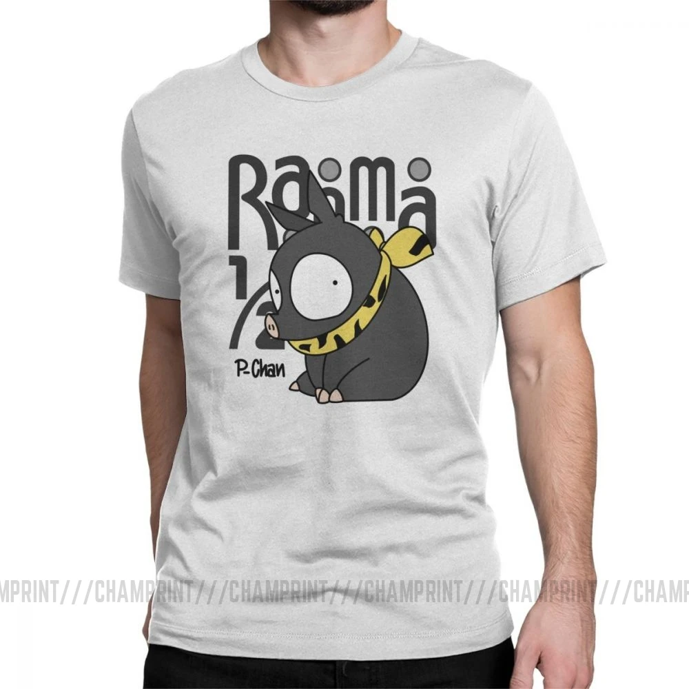 Men's P Chan Ranma 12 T Shirt Anime Akane P Chan Rumiko Martial Japanese Pig Cotton Short Sleeve Tees Birthday Present T-Shirt - Цвет: Белый