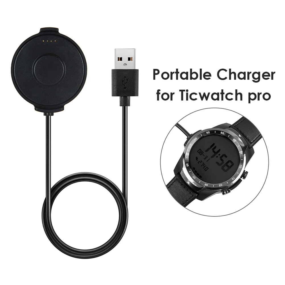 1m USB Charging Cradle Cable for Ticwatch Pro 2020/Ticwatch Pro Sports Smart Watch Bracelet Replacement Power Adapter Dock