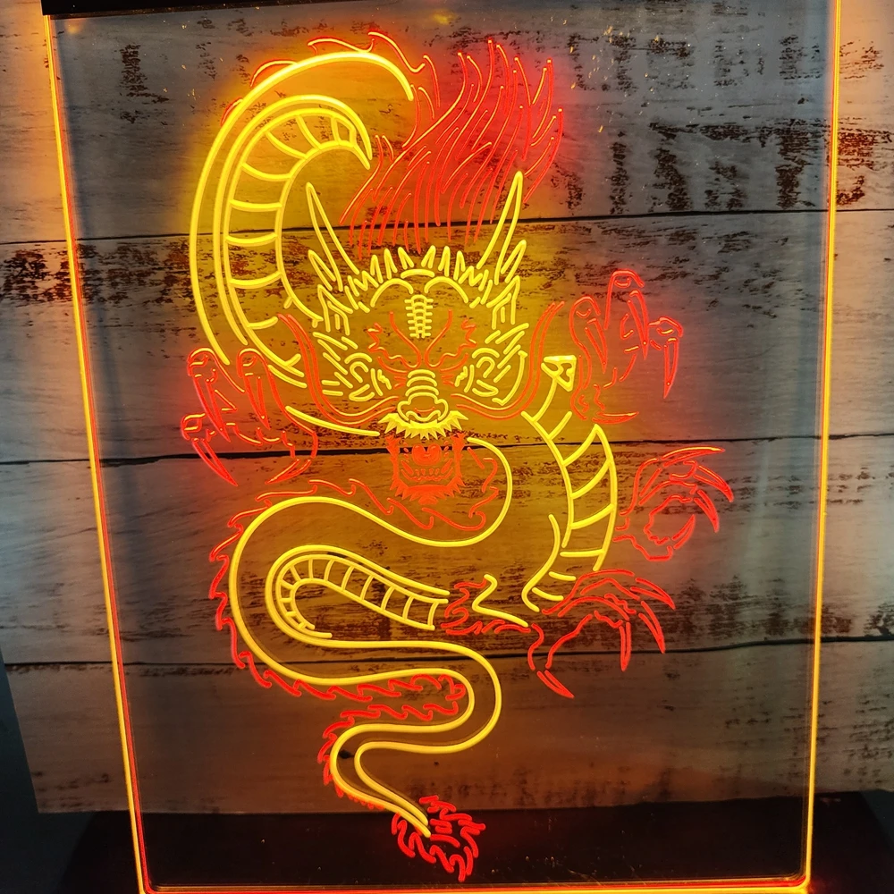 Китайский дисплей Dragon Room двухцветный светодиодный неоновый знак-1S001 | Дом и сад