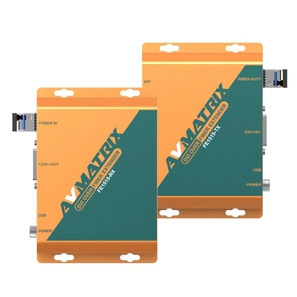 Волоконно-оптический конвертер AVMATRIX FE1515 RX/TX Video DVI с 20-километровым SFP LC модулем