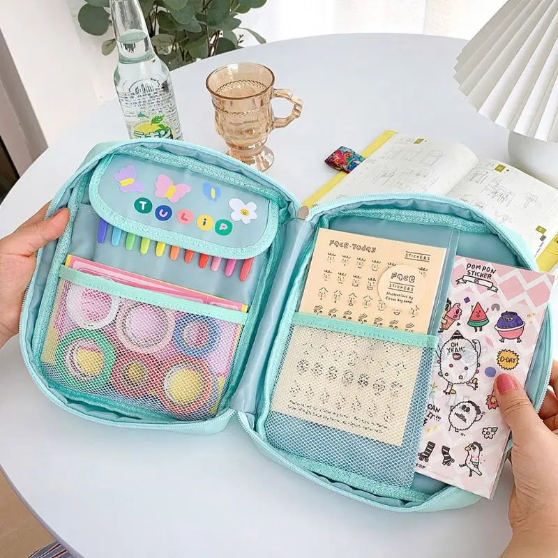 

Large Capacity Nylon Pencil Case Stationery Pouch Bag Cosmetic Makeup Organizer