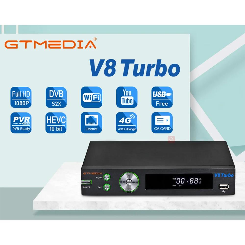 

Спутниковый ресивер GTMEDIA V8 Turbo DVB-S2/T2/C поддержка Tivusat CA Card Slot ccam 1080P Full HD H.265 Pk V8 NOVA, в наличии в Испании