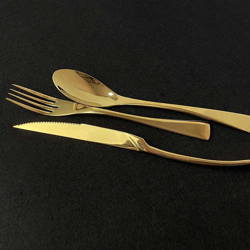 4 набора Роскошная золотая посуда 304 нержавеющая сталь набор столовых приборов